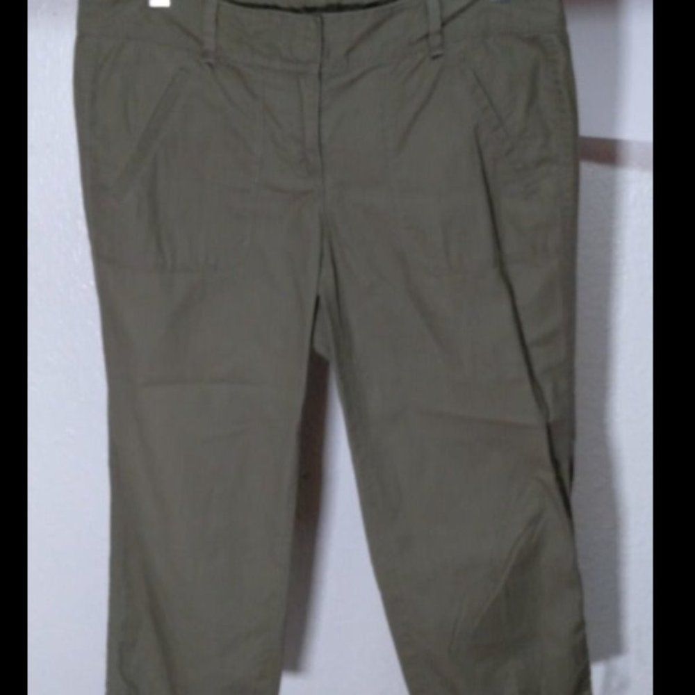 Ann Taylor LOFT Womens 2 Green Capri Mid Rise Tie Leg Pockets